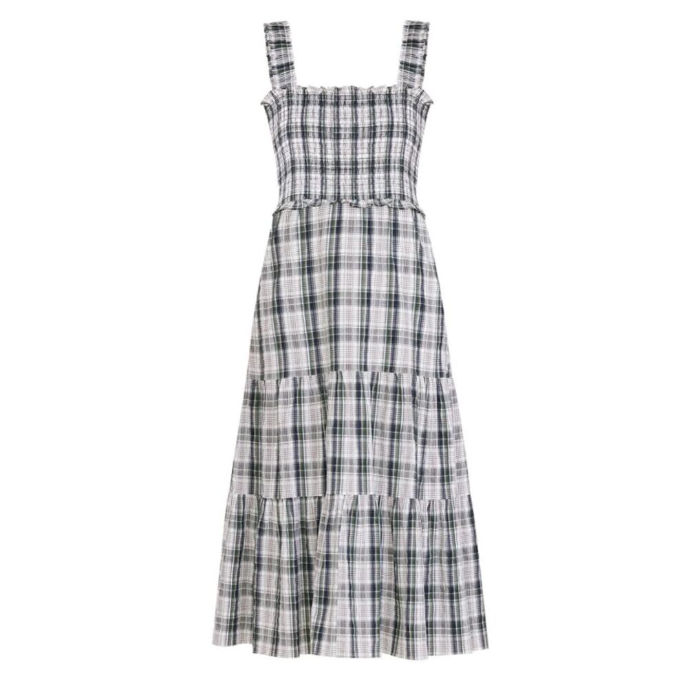 Veronica Beard Plaid Ziaga Midi Dress Sleeveless Tiered Ruched sz 8 - Picture 14 of 14